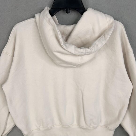 American Eagle Hoodie Womens 2XS White Pullover Fleece Kangaroo Pocket Spell Out - Picture 8 of 15
